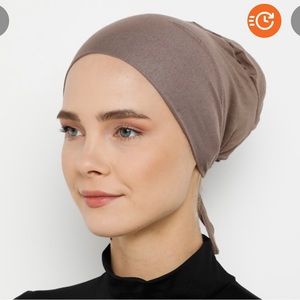 Brown Mocha Cotton Under Hijab  cap with ties